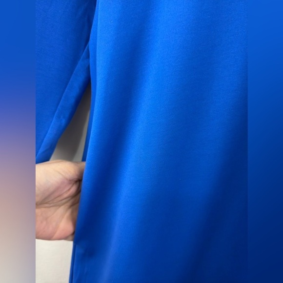 MEIMEIJ V- Neck 3/4 Sleeve Women’s Midi Dress - Azure Blue Size 4 Made in Italy - Picture 9 of 13